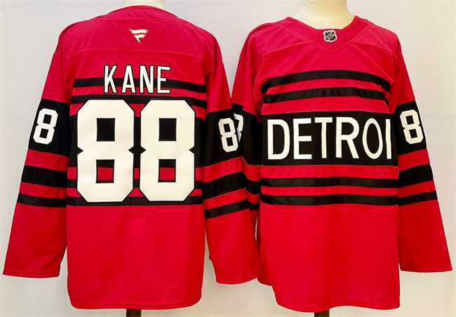 Men%27s Detroit Red Wings #88 Patrick Kane Red 2024-25 Reverse Retro Stitched Jersey